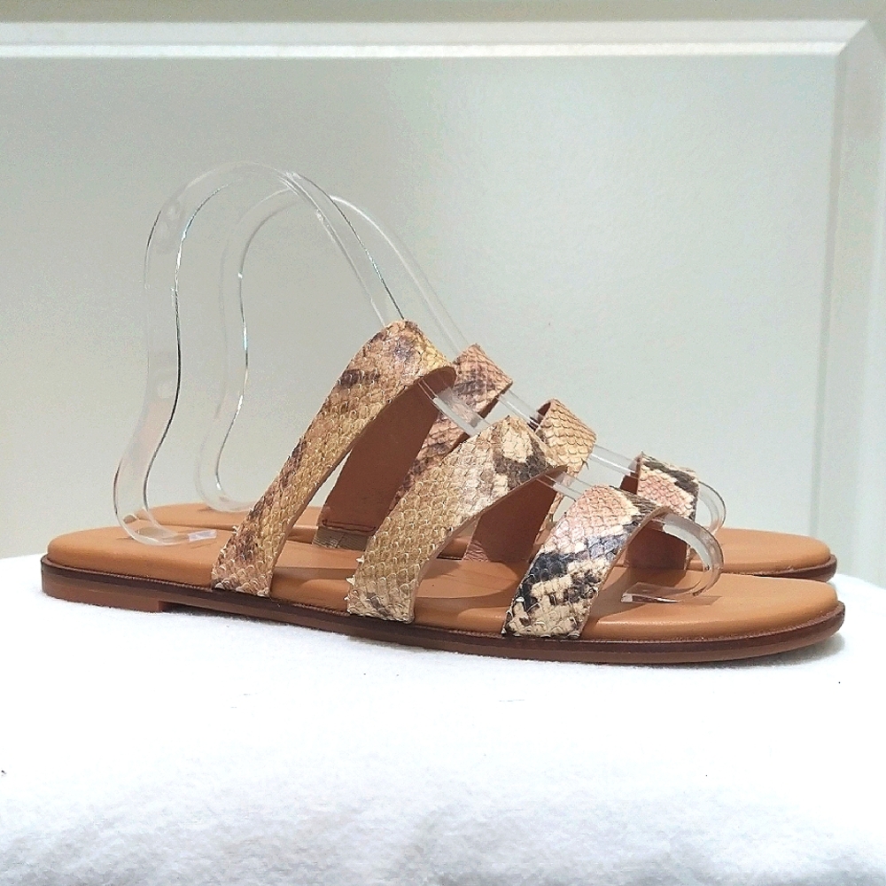 Madewell Snakeskin Strappy Sandals Flats Sz 9 NWoB
